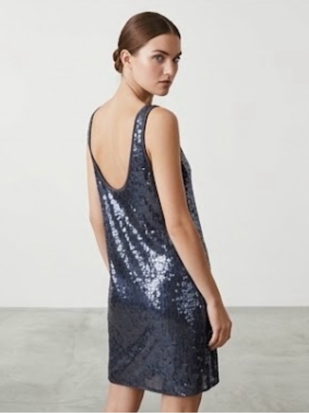 Vince Grey Sequin Tank Dress Tunic Shift Mini Sleeveless Gray Small Holiday